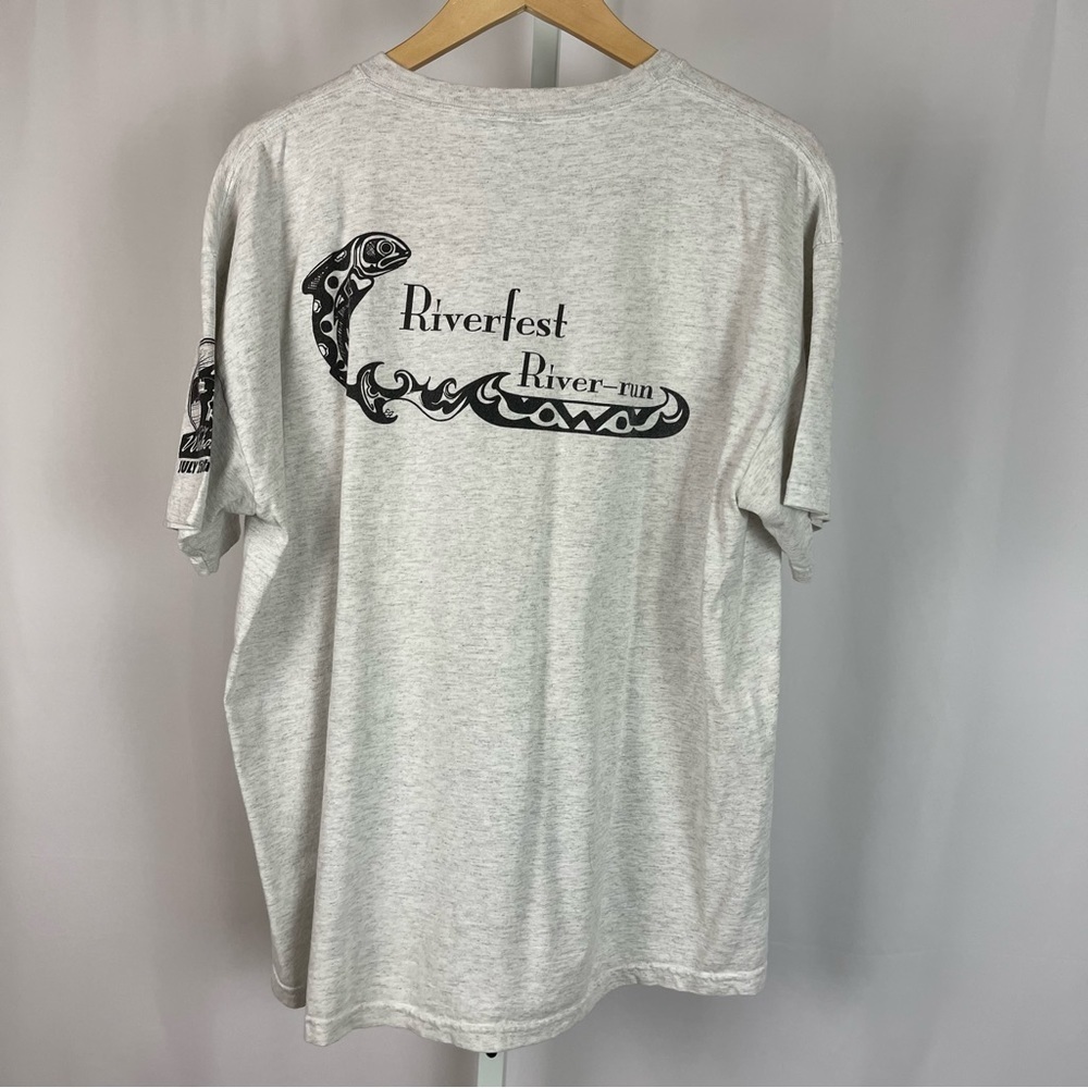 Hanes Heavyweight XL Riverfest River Run Washougal 2009 Tribal Fish Graphic Tee